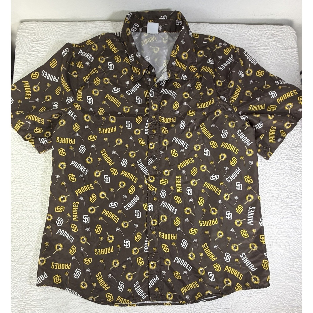 San Diego Padres Swingin' Friar Padre Hawaiian Shirt SGA Mens XL Brown